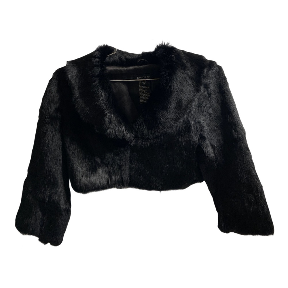 Bebe Rabbit Fur Cropped Coat Size XS